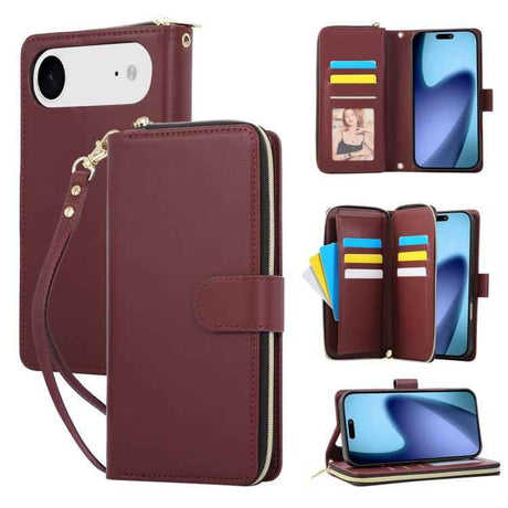 Nine-card Slots Zipper Wallet Bag Leather Phone Case