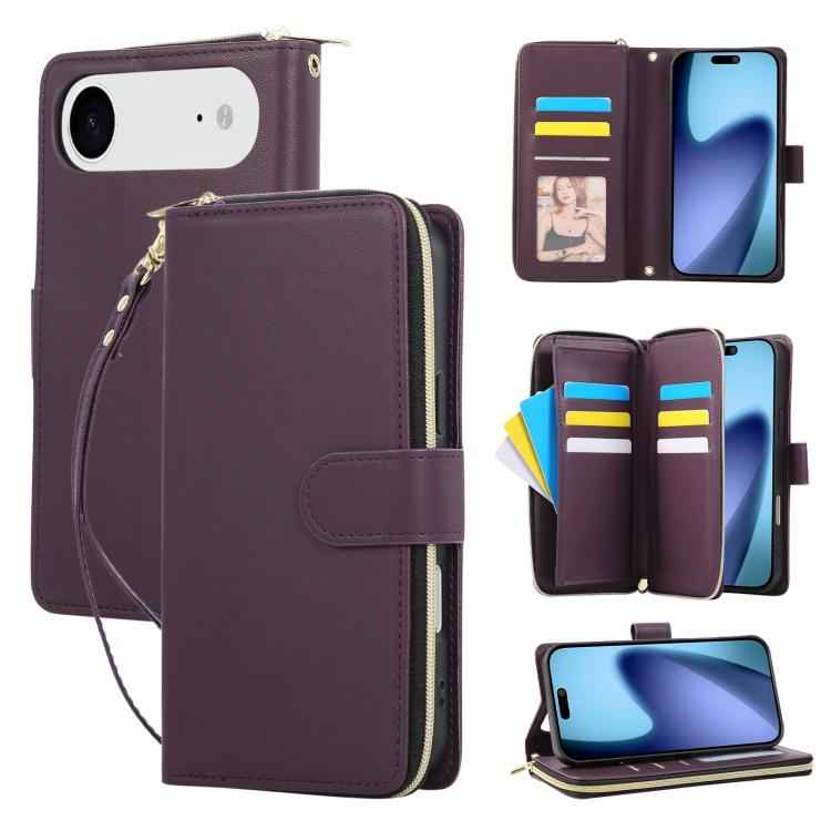 Nine-card Slots Zipper Wallet Bag Leather Phone Case