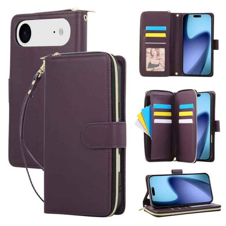 Nine-card Slots Zipper Wallet Bag Leather Phone Case