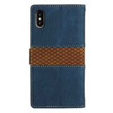 Grid Stitching Leather Phone Case with Lanyard