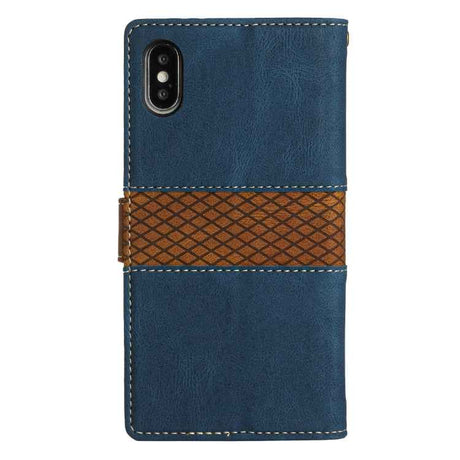 Grid Stitching Leather Phone Case with Lanyard