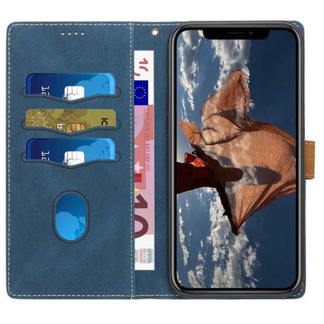 Grid Stitching Leather Phone Case with Lanyard