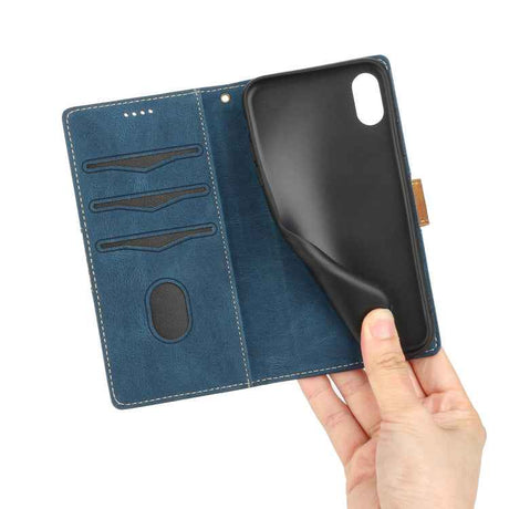 Grid Stitching Leather Phone Case with Lanyard