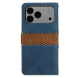 Grid Stitching Leather Phone Case with Lanyard