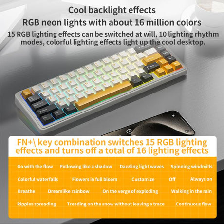 AULA F65 67 Keys 2.4G / BT / Wired Three Model RGB Gaske Mechanical Keyboard - LYDARZ