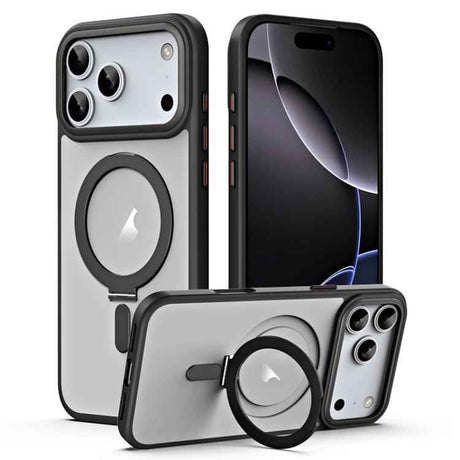 Airbag MagSafe Shockproof Frosted Phone Case with Fold Holder