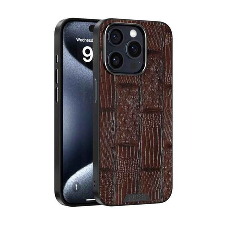 ABEEL Beast Pattern 6D Micro-Embossed MagSafe Genuine Leather Phone Case