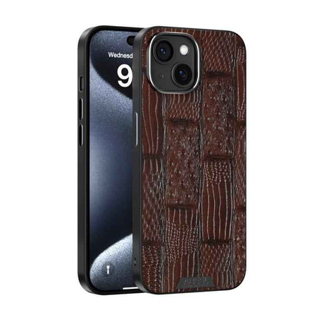 ABEEL Beast Pattern 6D Micro-Embossed MagSafe Genuine Leather Phone Case