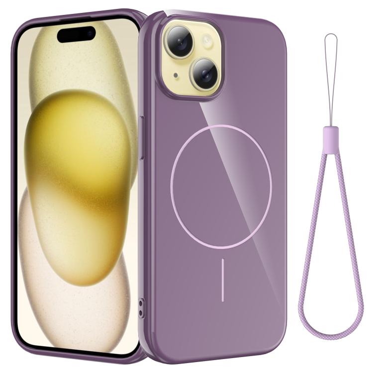 Glossy TPU Shockproof MagSafe Phone Case with Lanyard