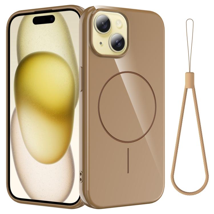 Glossy TPU Shockproof MagSafe Phone Case with Lanyard