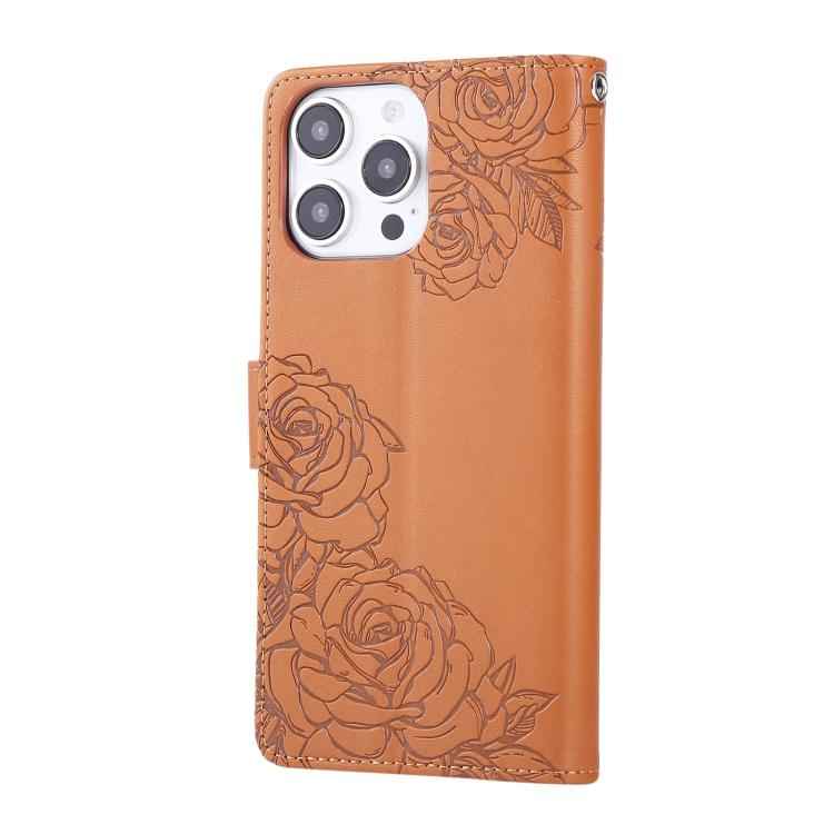 Rose Flower Embossed 3-Card Slots Leather Phone Case