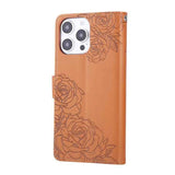 Rose Flower Embossed 3-Card Slots Leather Phone Case