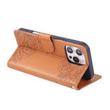 Rose Flower Embossed 3-Card Slots Leather Phone Case