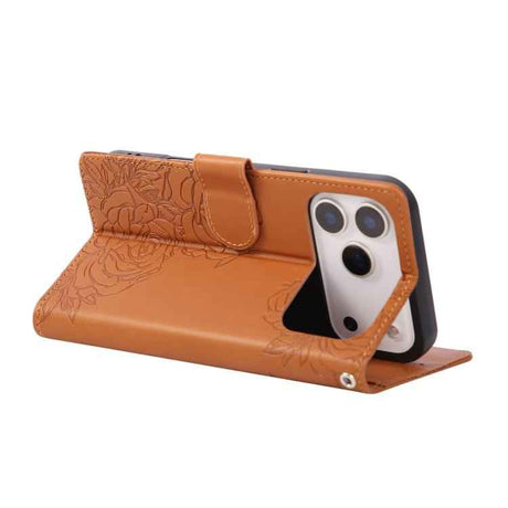 Rose Flower Embossed 3-Card Slots Leather Phone Case