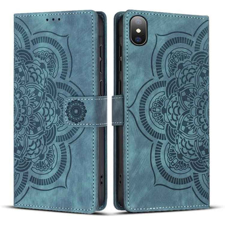 Mandala Embossed Retro Frosted Leather Phone Case