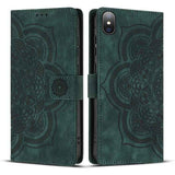 Mandala Embossed Retro Frosted Leather Phone Case