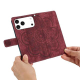 Mandala Embossed Retro Frosted Leather Phone Case
