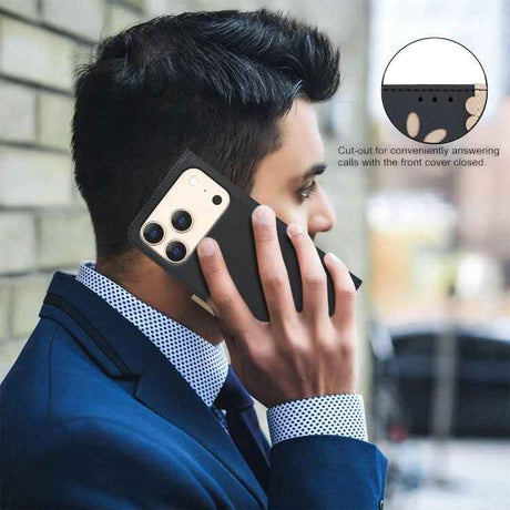Splicing Color Hollow Flower Pattern RFID Leather Phone Case