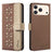 Splicing Color Hollow Flower Pattern RFID Leather Phone Case