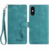 Skin Feel Embossed Feather Leather Phone Case