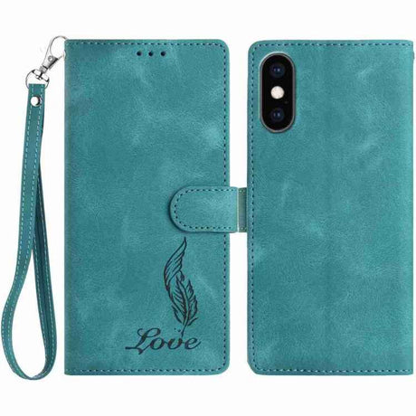 Skin Feel Embossed Feather Leather Phone Case