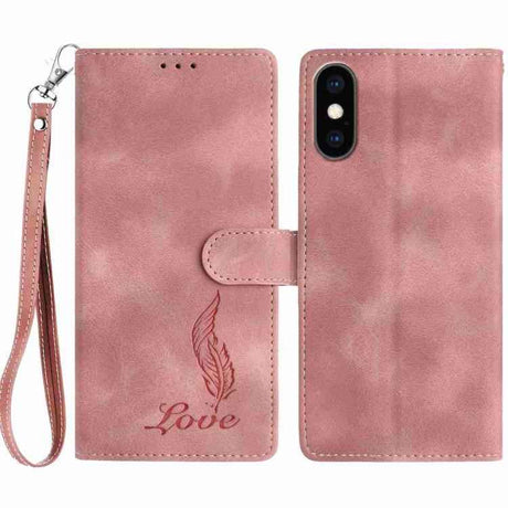 Skin Feel Embossed Feather Leather Phone Case