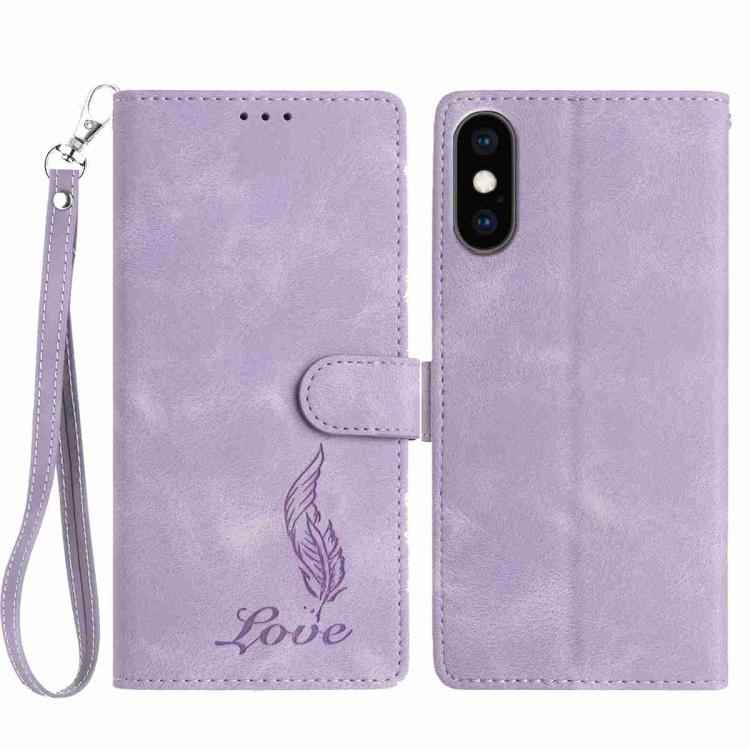 Skin Feel Embossed Feather Leather Phone Case
