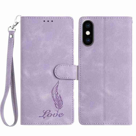 Skin Feel Embossed Feather Leather Phone Case