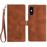 Skin Feel Embossed Feather Leather Phone Case