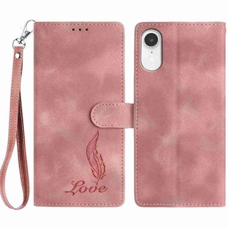 Skin Feel Embossed Feather Leather Phone Case