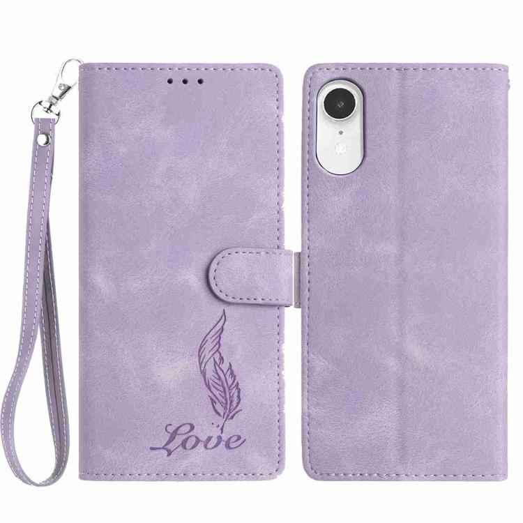 Skin Feel Embossed Feather Leather Phone Case