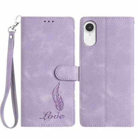 Skin Feel Embossed Feather Leather Phone Case