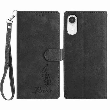 Skin Feel Embossed Feather Leather Phone Case