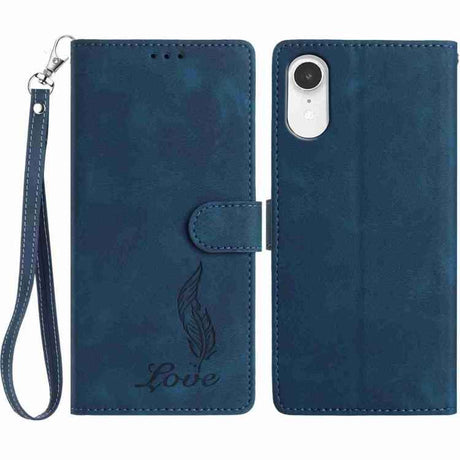 Skin Feel Embossed Feather Leather Phone Case