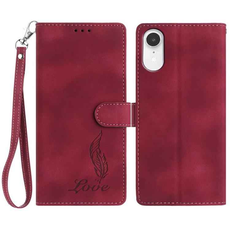 Skin Feel Embossed Feather Leather Phone Case