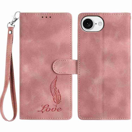 Skin Feel Embossed Feather Leather Phone Case