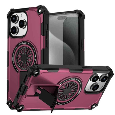 Shockproof Kickstand Metallic Shaft MagSafe Phone Case