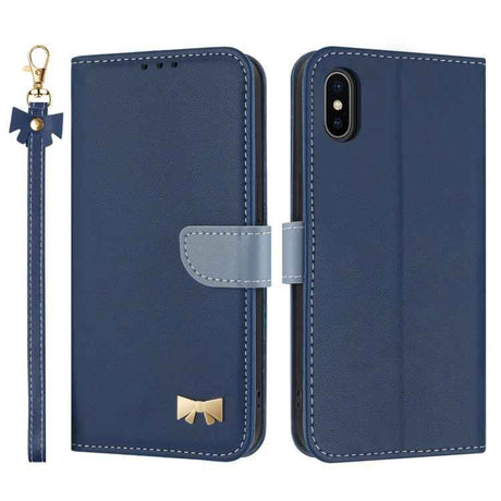 Metal Bow Leather Phone Case with Hand Strap