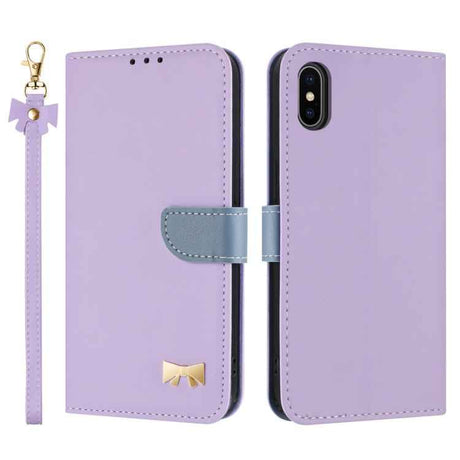 Metal Bow Leather Phone Case with Hand Strap