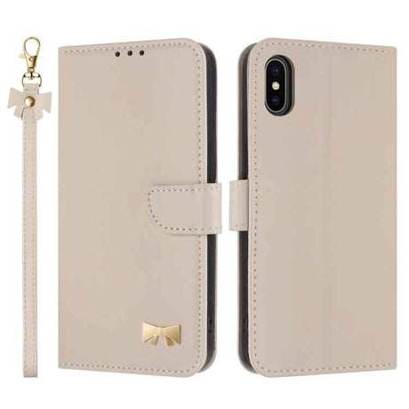 Metal Bow Leather Phone Case with Hand Strap