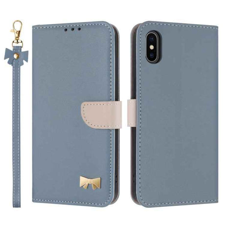 Metal Bow Leather Phone Case with Hand Strap