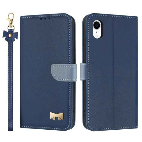 Metal Bow Leather Phone Case with Hand Strap