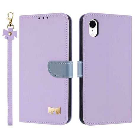 Metal Bow Leather Phone Case with Hand Strap