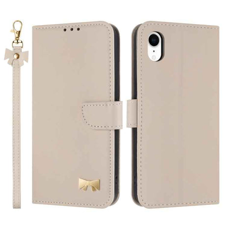Metal Bow Leather Phone Case with Hand Strap