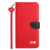 Metal Bow Leather Phone Case with Hand Strap