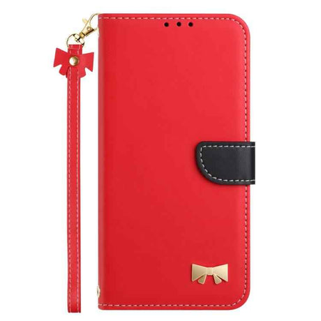 Metal Bow Leather Phone Case with Hand Strap