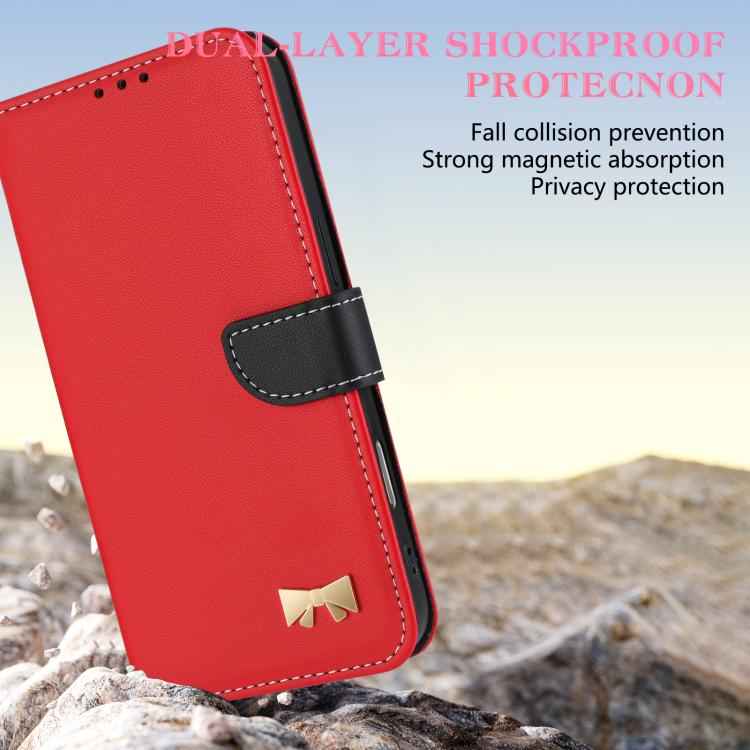 Metal Bow Leather Phone Case with Hand Strap