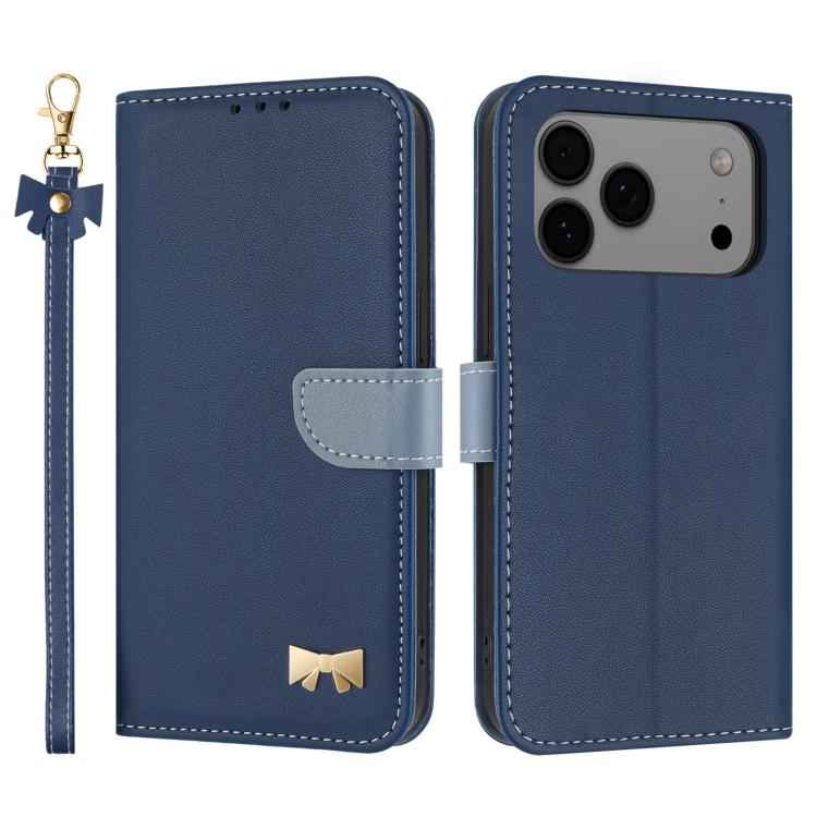 Metal Bow Leather Phone Case with Hand Strap
