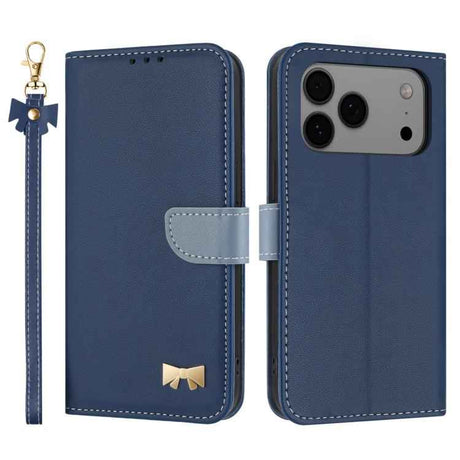 Metal Bow Leather Phone Case with Hand Strap