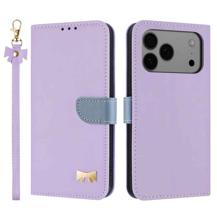 Metal Bow Leather Phone Case with Hand Strap